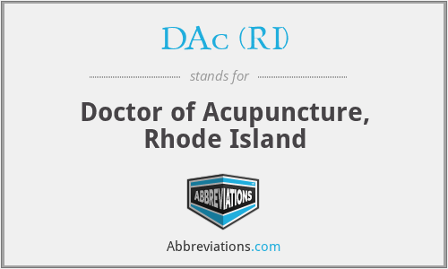 DAc (RI) - Doctor of Acupuncture, Rhode Island